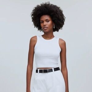 Madewell White Ribbed Crewneck Tank; small